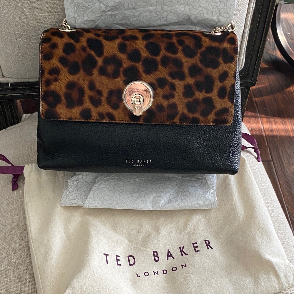 Ted Baker Luccie Leopard Circle Lock Crossbody Bag
